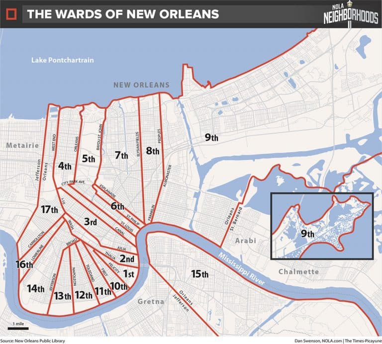 The 17 wards of New Orleans