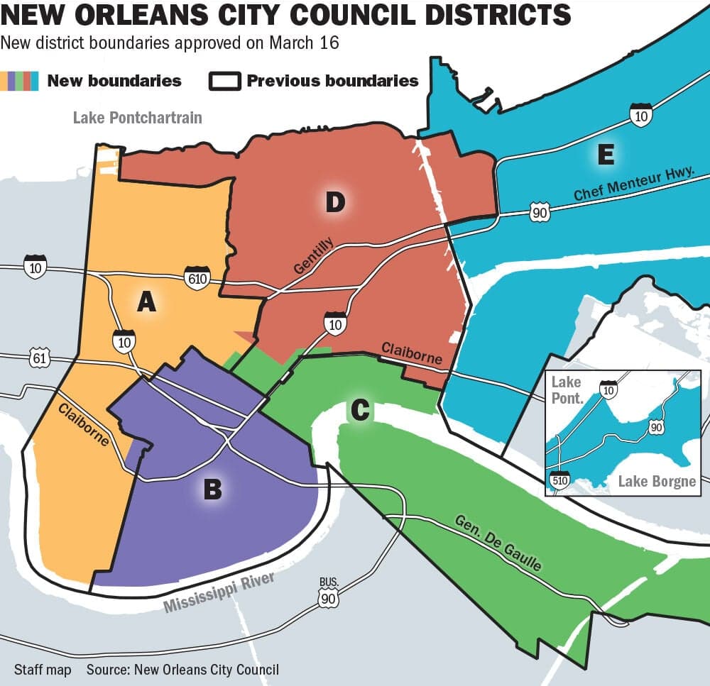 The 5 districts of New Orleans