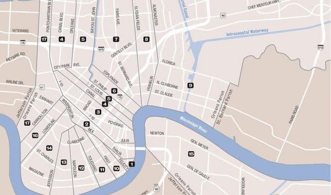 The 17 wards of New Orleans